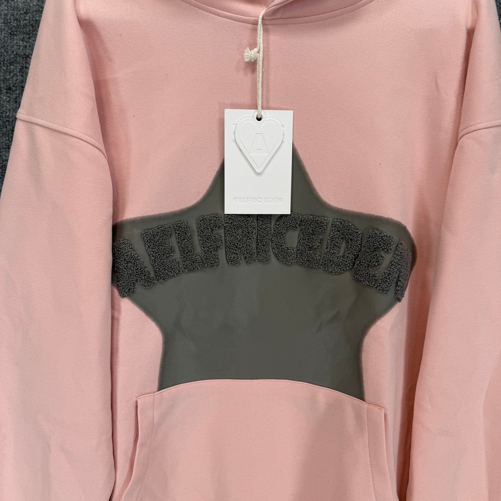 Aelfric Eden Hoodie Adult Medium Pink Star Boucle Streetwear Pullover NEW - Picture 5 of 13